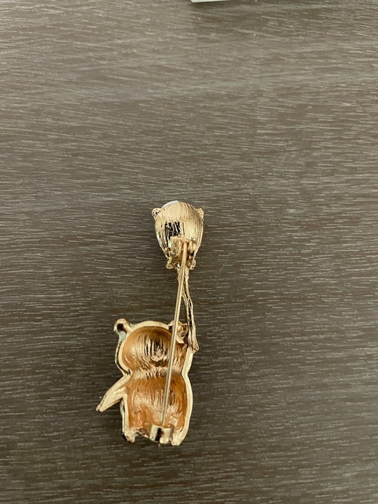 Artisan Pink and Black Panda Brooch with Gold Stem - Picture 2 of 8